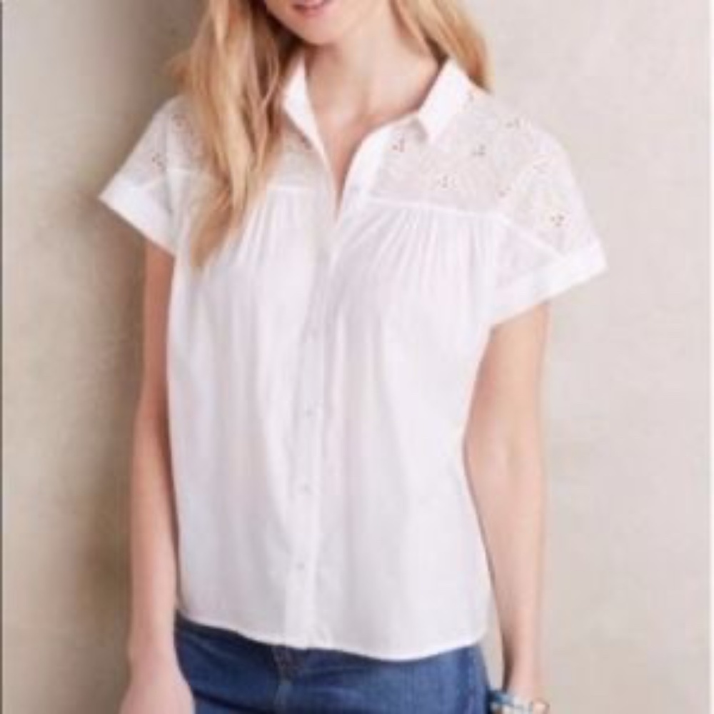 NEW Anthropologie Vanessa Virginia Cotton Eyelet Top Blouse White 2 NWT